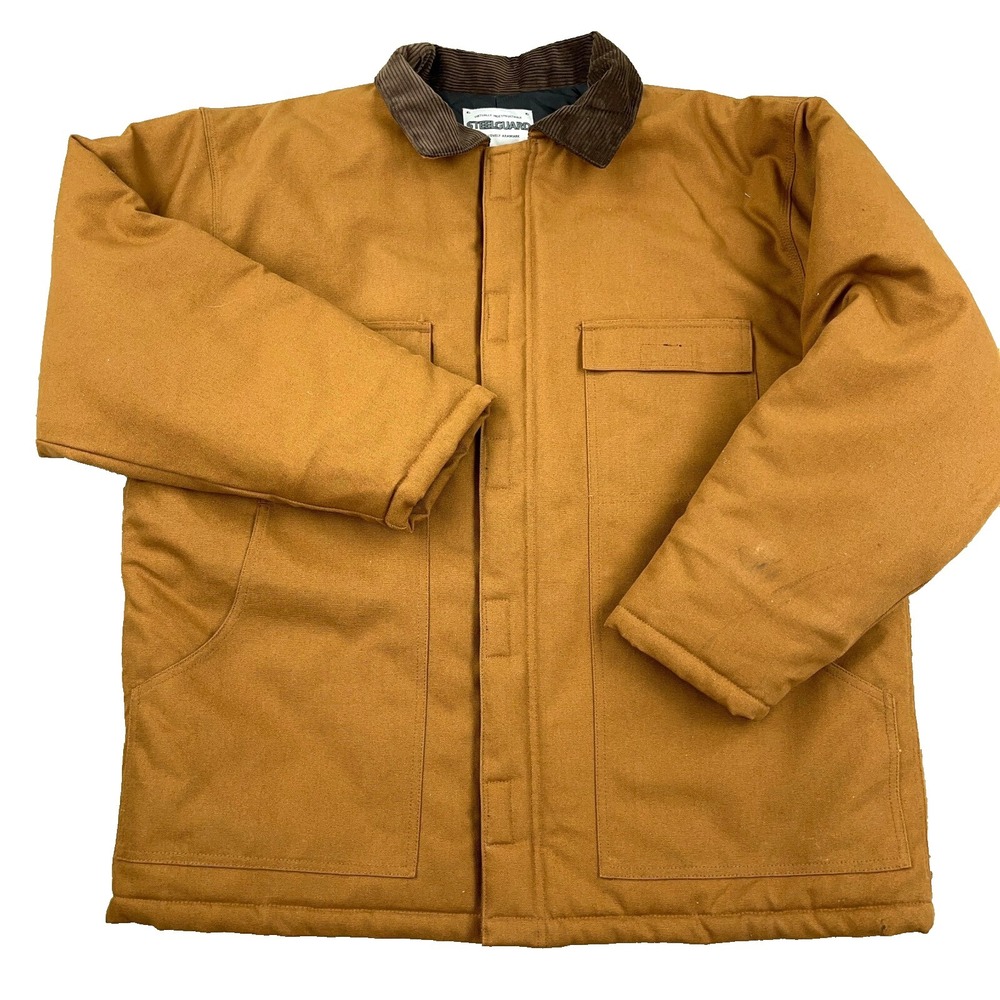 Steelguard Barn Jacket Men XL Brown Chore Field Coat Duck Canvas Corduroy Collar
